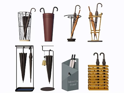 Decorative Umbrella Stand Assortment with Modern Styles and Functional Designs 3d model