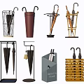 Decorative Umbrella Stand Assortment with Modern Styles and Functional Designs 3d model