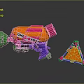 Colorful AEOKE Toy Gun With Vibrant Orange Pink Green Purple And Triangular Stand