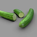 Fresh Green Cucumbers Whole And Sliced Showing Crisp Interior On Gray Background
