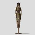 Modern Outdoor Standing Lamp With Vertical Wooden Structure And Decorative Lights