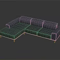 Modern Blue Fabric Sectional Sofa With Wooden Legs And Comfortable Seat Cushions