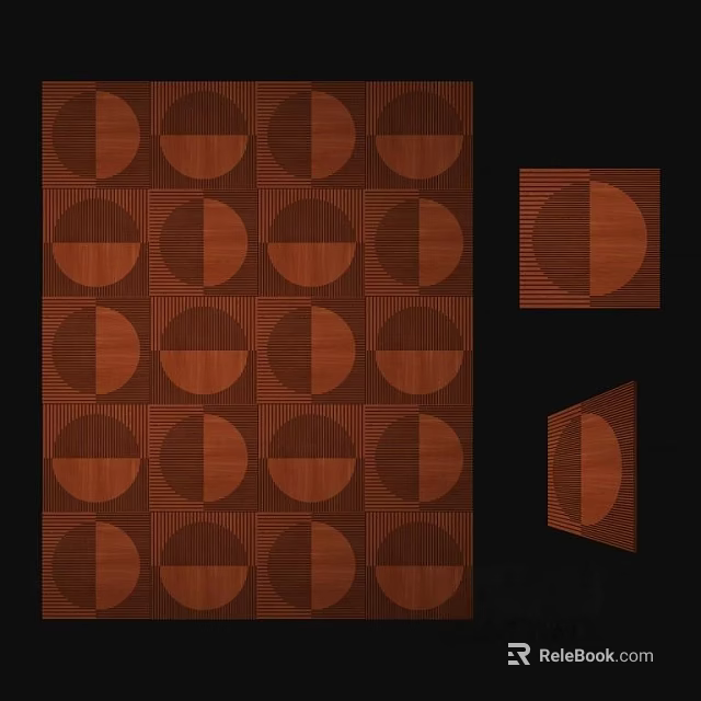 Brown Geometric Pattern Wooden Sofa Background Wall With Various Shapes 3d model