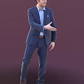 Man in Dark Blue Suit Light Blue Shirt Brown Belt Pocket Square Standing Pose