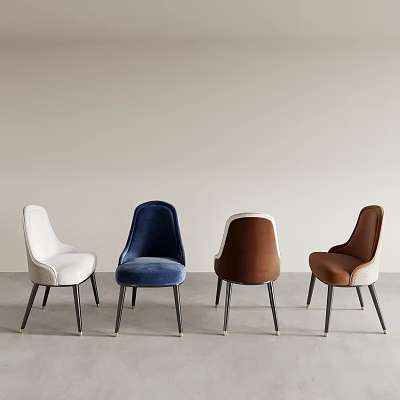 Modern Upholstered Ottoman Stools With White Blue Brown Beige Colors And Metal Legs Design 3d model
