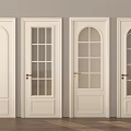 White Interior Hinged Doors Featuring Glass Panes Golden Handles And Modern Sleek Design