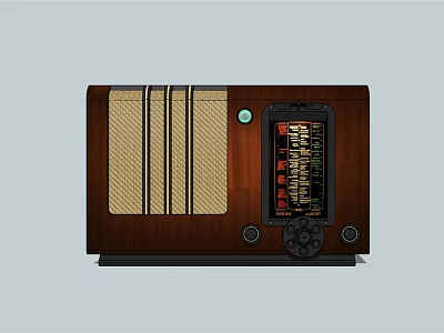 Vintage Wooden Radio Speaker with Retro Display Control Knobs and Classic Design 3d model
