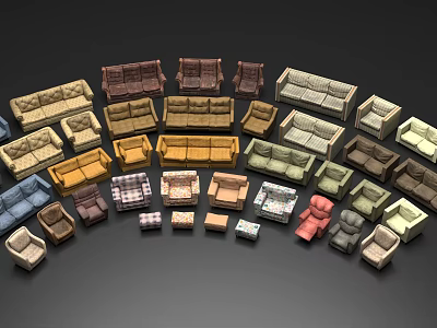 Casual Sofa Set For Living Room With Assorted Styles Colors And Diverse Designs 3d model