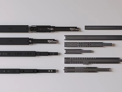 Different Drawer Slide Varieties Featuring Metal Rails and Smooth Glide Mechanisms 3d model