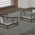 Modern Leisure Chairs With Wooden Frame And Light Gray Cushions On Area Rug