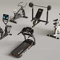 Home Gym Fitness Equipment Including Treadmill Exercise Bike Weight Bench And Barbell