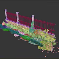 Modern Fence Design With Iron Railings Stone Pillars And Green Plants