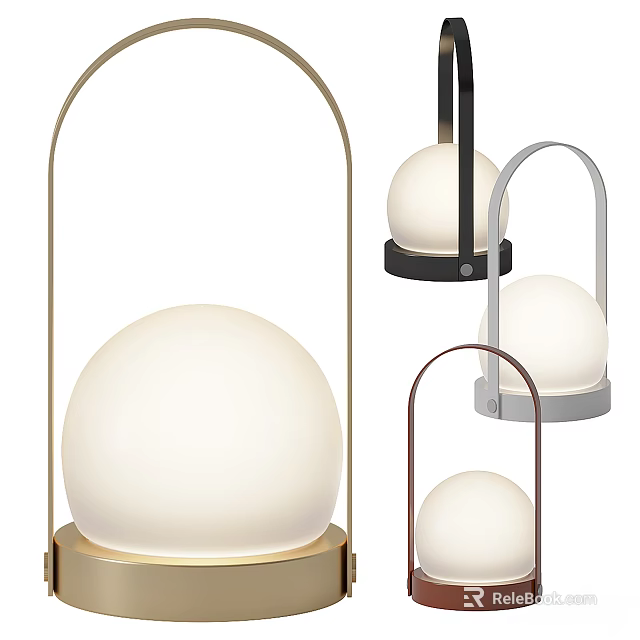 Modern Table Lamp Design With White Spherical Lampshade And Colored Frames 3d model 