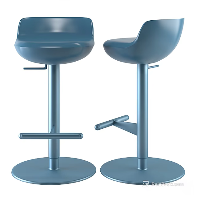 Modern Adjustable Bar Stools With Sleek Metal Frame And Round Base For Kitchen Bar Area 3d model 