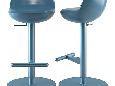 Modern Adjustable Bar Stools With Sleek Metal Frame And Round Base For Kitchen Bar Area 3d model