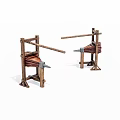 Traditional Wooden Blacksmith Anvil Stands With Iron Tools And Leather Straps