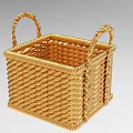 Elegant Golden Woven Square Basket Decorative Ornament Combination with Handles for Home Decor