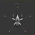 3D Model Of White Helicopter With Black Rotors And Missile On Gray Background
