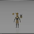 Ancient Egyptian Figure With Golden Sphere Horn And Anubis Headpiece Accessories