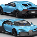 High Quality Blue Bugatti Sports Car Front And Rear View Design