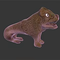 Animal Sculpture Carving With Brown Green Color Textured Surface White Eyes Open Mouth