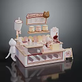 Cute Dessert Showcase Shelves With Glass Jars Pastry Display And Decorative Sign