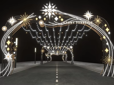 Event Passage With Festive Decorative Archway And Shining Star Lights 3d model
