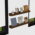 Solid Wood Storage Rack Wall Hanging Bookshelf Display Rack One-word Partition Books and Magazines 3d model