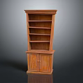 Traditional Wooden Bookcase With Multiple Open Shelves And Closed Cabinet Doors