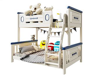 Modern Bed-Up Bunk Bed for Children 3d model