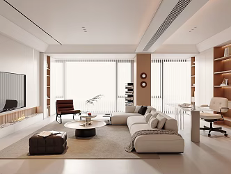 Modern Living Room Modern Home Living Room Sofa Combination Single Chair Leisure Chair Vase Decoration Carpet TV Wall 3d model