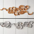 Modern Home Wall Decor Featuring Curved Orange And Silver Sculptural Art Design