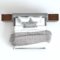 Elegant Grey Bed With Gold Leg Nightstands White Linens And Patterned Blanket
