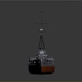 Vintage Warship Water Transport With Two Masts Multiple Funnels And Red Bottom Hull Design