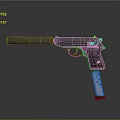 Tactical Weapon Design Featuring Classic Pistol With Silencer And Metal Finish