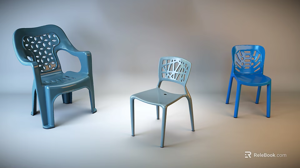 Modern Single Chair With Hollow Out Design And Plastic Material In Various Colors 3d model 