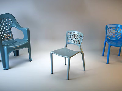 Modern Single Chair With Hollow Out Design And Plastic Material In Various Colors 3d model