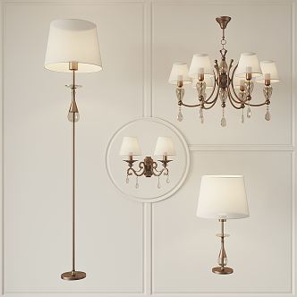 American style lamp combination chandelier 3d model