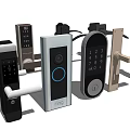 Various Modern Door Handles With Digital Keypad Camera And Security Features For Home Use 3d model