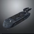 Modern Blue Water Vehicle With Two Engines Comfortable Seats And Open Structure Design