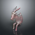 Textured Maroon Goat Sculpture with Artistic Design and Dynamic Standing Pose