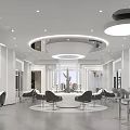 Modern Hair Salon Interior With Circular Layout Black Barber Chairs Mirrors White Design And Cactus