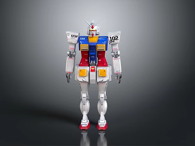 Stylish White Blue Red Yellow Gundam Model 102 Detailed Collectible Figure 3d model