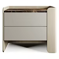 Modern Bedside Table With Wooden Frame Marble Top And Functional Drawers 3d model