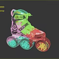 Stylish Inline Skates White Black And Gold Multi Wheel Design For Sports Activities