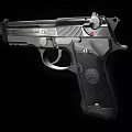 Beretta Semi Automatic Black Pistol With Grip Texture And Hammer Indicator 3d model