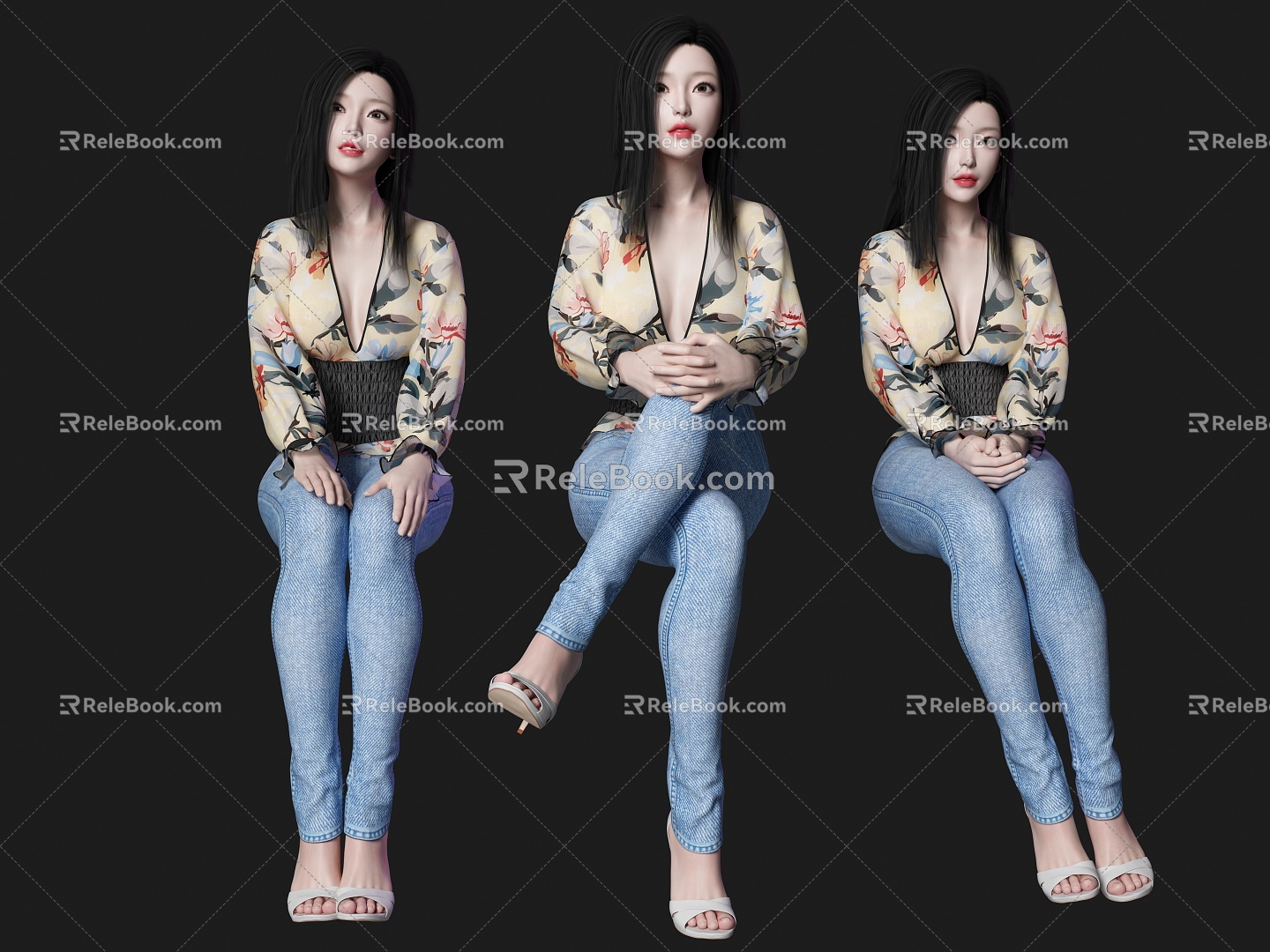 Sitting posture Beautiful woman figure Sitting posture figure Sitting person Beautiful woman 3d model