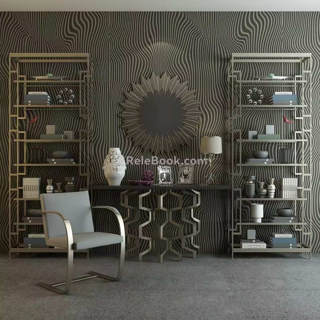 Post-modern Storage Rack Simple Single Chair Storage Rack Decorative Table Furnishings Combination 3d model