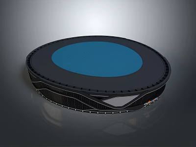Sturdy Round Trampoline With Black Frame And Blue Jumping Surface 3d model
