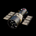 Hubble Space Telescope With Silver Exterior And Solar Panels In Orbit